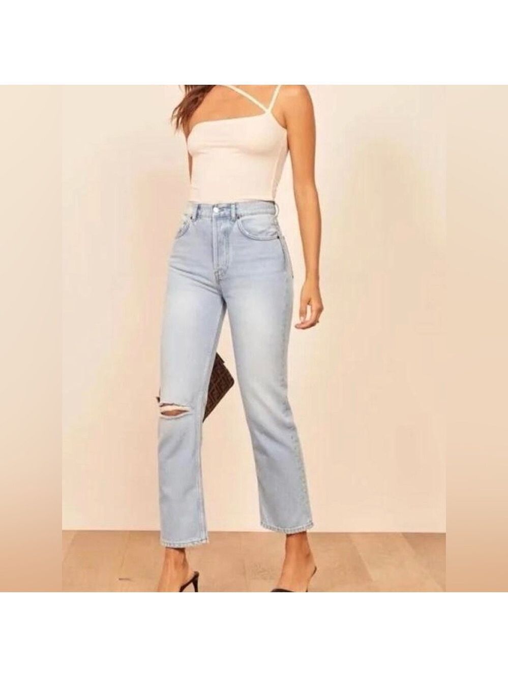Reformation Cynthia High Rise Straight Leg distressed jeans -size 27-NWT - Picture 4 of 11